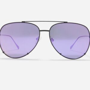 DIFF Scarlett 49MM Mirrored Aviator Sunglasses- Matte Black/Purple